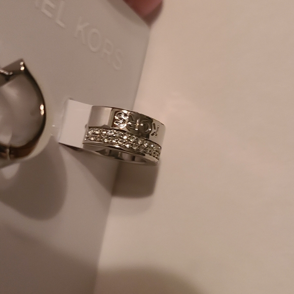 Michael Kors Shiny Silver Hug Hoop Earrings - Picture 8 of 11